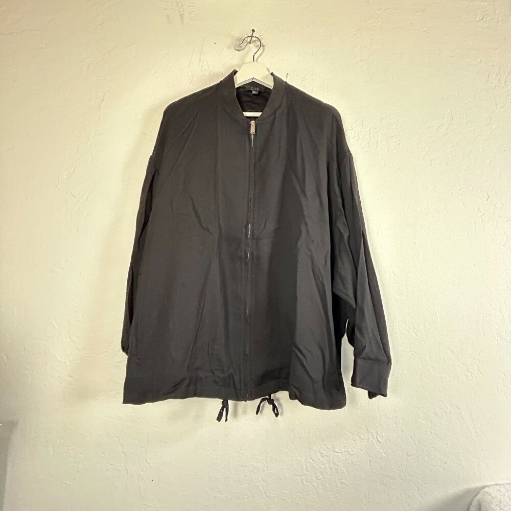COS Women’s Black Zip-Up Jacket Size 10 Stretch Lightweight Outdoor Drawstring